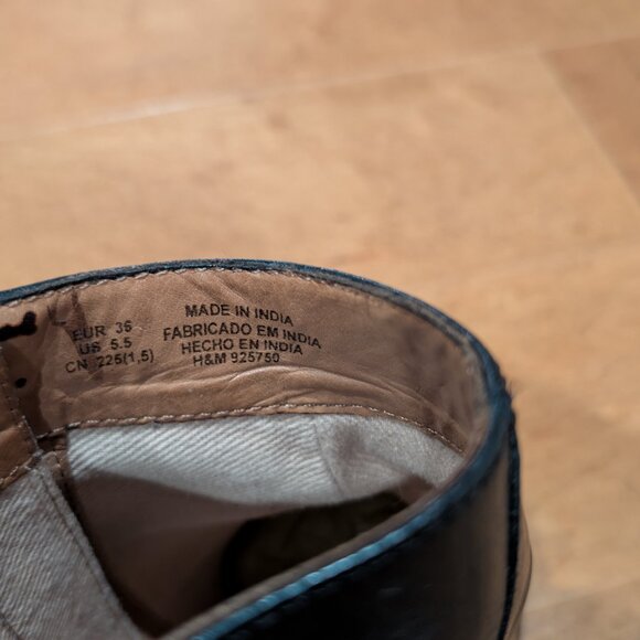 H&M Black Leather Ankle Boots, Size 6, 36 - Picture 8 of 9